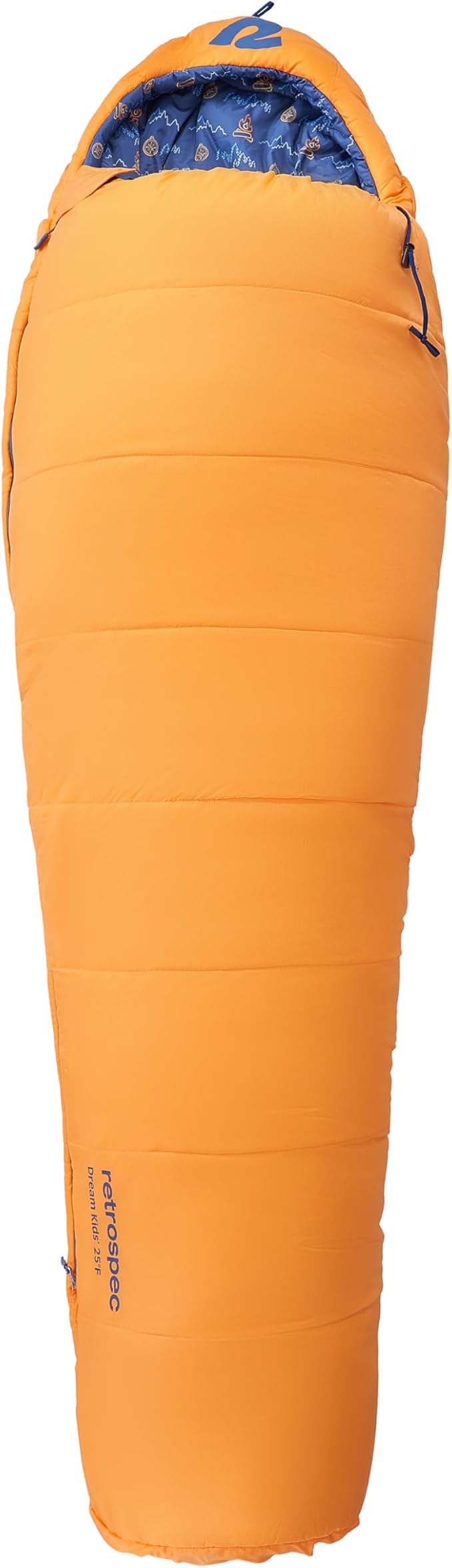 Retrospec Dream 25 Kids Sleeping Bag for Camping - Mummy Style, Water-Resistant, Lightweight 3lbs 3oz, Adjustable Length, Draft Collar, 25°F Rating