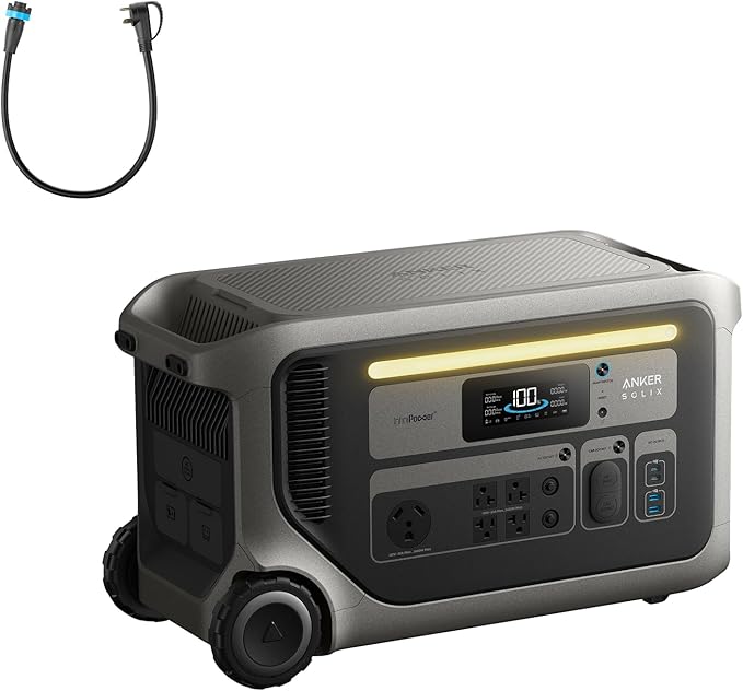 Anker SOLIX F3000 Portable Power Station and TT-30 Charging Cable，3,072Wh, 6,000W Recharging, Solar Generators for Home Use, For Power Outages, Camping, RVs, Emergencies