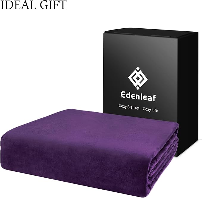 Edenleaf Big Oversized Soft Fleece Blanket, Giant California King Warm Blanket for Whole Family, Bed, Sofa, Couch, Travel and Camping 120x120 Purple
