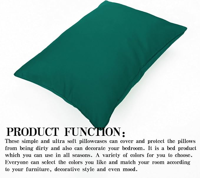 NTBAY Zippered Toddler Pillowcases Set of 2, 100% Brushed Microfiber 13x18 Pillowcases, Super Soft and Cozy Travel Kids Nursery Pillow Cases, 13x18 Inches, Dark Green