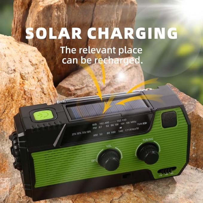 B S Hand Crank Solar Emergency Radio with AM/FM/NOAA,Flashlight and SOS Siren for Home, Outdoor & Indoor