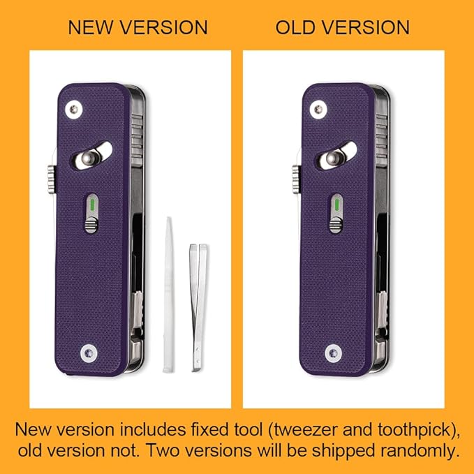 ROXON S503G 9 in 1 Mini Multi Tool EDC Pocket Knife Multitool with G10 Handle,Scissors,Screwdriver,Threader,Awl, Flat Screwdriver,Ruler,Tweezers for Outdoors Fishing Camping,Gifts for Men (Purple)