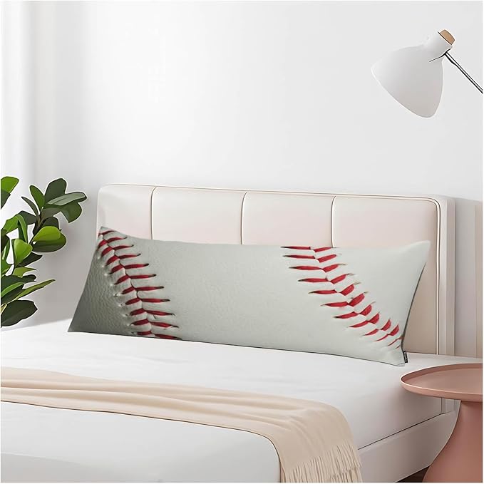 Baseball Rectangle Body Pillow Covers Baseball White Red Couch Body Pillow Pillowcase Decorative Home Body Pillows Bed Pillow Cushion Covers for Sofa Car Shop 20"X54"