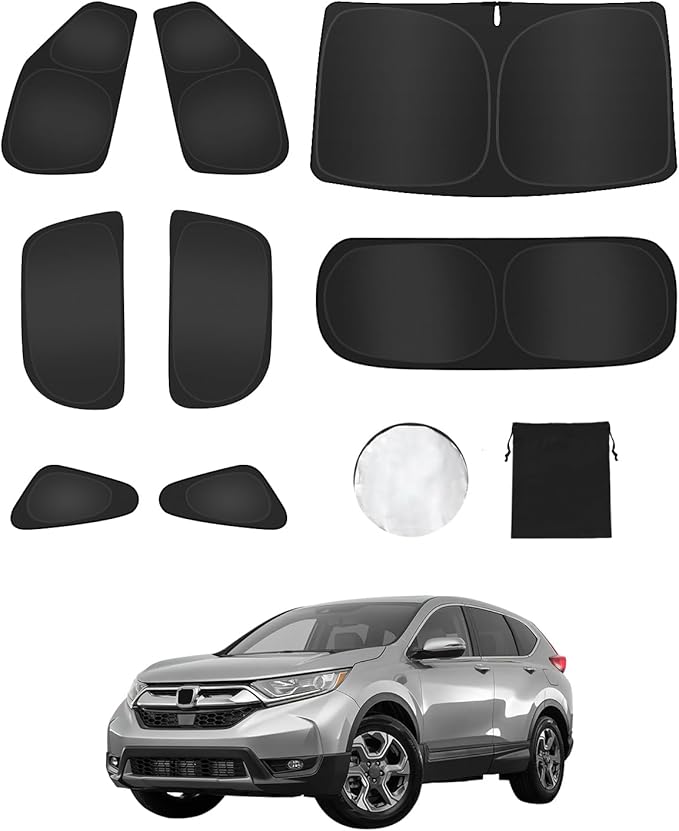 8PCS Windshield Sunshade for Honda CRV 2023-2024 2025 CR-V Accessories- Full Set Front Rear Side Window Sun Shade Cover Sun Visor Window Shade for Camping/Baby- UV Block & Privacy Protection
