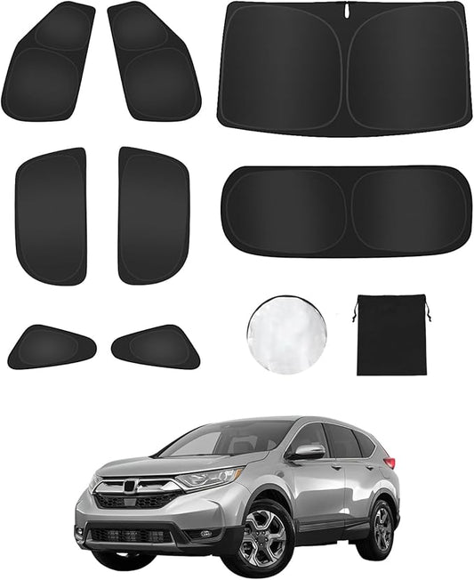 8PCS Windshield Sunshade for Honda CRV 2023-2024 2025 CR-V Accessories- Full Set Front Rear Side Window Sun Shade Cover Sun Visor Window Shade for Camping/Baby- UV Block & Privacy Protection