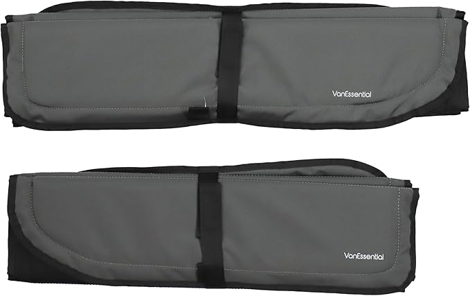 VanEssential Full Plastic Trim Rear Door Window Cover (Pair) Designed for Ford Transit Medium/High Roof Van Year 2015 to Current - Charcoal Gray