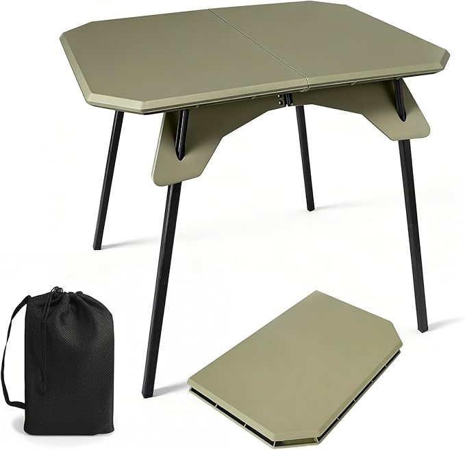 LiveGo Foldable Camping Table, Lightweight Folding Outdoor Table with Aluminum Legs, 2 in 1 Adjustable Height Portable Folding Table for Beach, Picnic, Grilling, Hiking & Fishing Indoor Outdoor