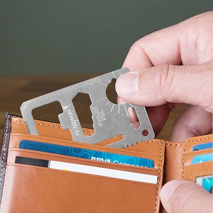 GUARDMAN Fathers Day Gift 2-Pack 11-in-1 Credit Card Multitool – Multitool Wallet Survival Tactical Tool with Knife, Bottle Opener & More – Dad Gift for Men