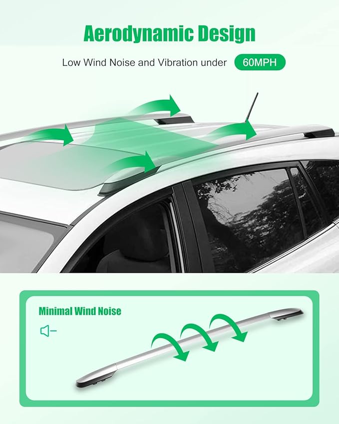 Scitoo Roof Rack Cross Bars Side Rails Baggage Carrier for Toyota RAV4 2013-2018 Silver 2 Pcs Roof Top Rack Luggage Carrier