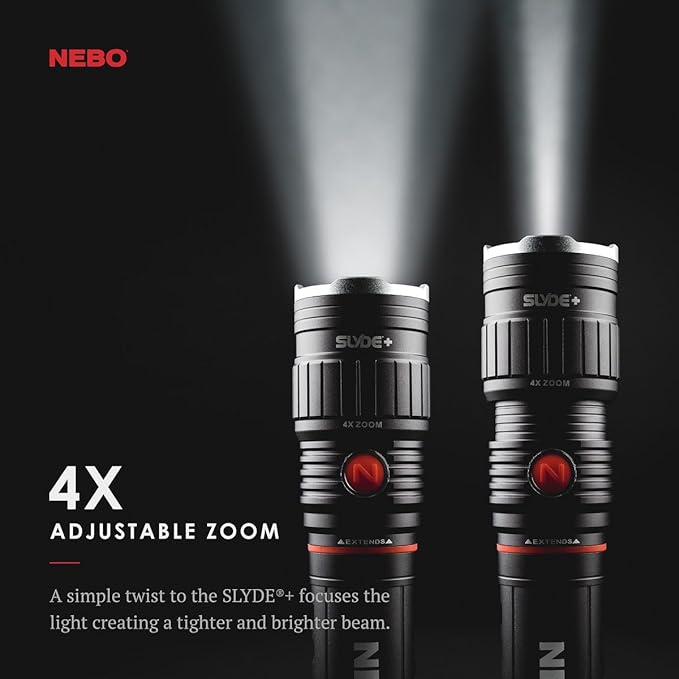 NEBO SLYDE+ Flashlight (2nd Gen) | 400 Lumens, 7 Light Modes, Bright COB Work Light & LED Tactical Flashlight, Magnetic Base, Great for Camping, Water Resistant, Includes 4x AAA Alkaline Batteries