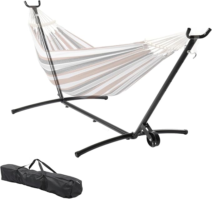 ONCLOUD Upgraded Reinforced 9 FT Hammock Stand Only, Easy to Remove w/Wheel, Heavy Duty Hammock Stand with Carrying Case, Universal Hammock Stand for Outsides, Yard (Black w/Wheel)