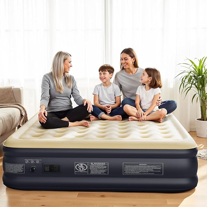 SENNOUL King Size Air Mattress with Built in Pump - Upgraded Blow Up Bed, 2 Mins Quick Self Inflatable/Deflation, 18"/750lbs Max, Strong Support,No Leakage,No Odor,for Home,Guests,Camping,Travel