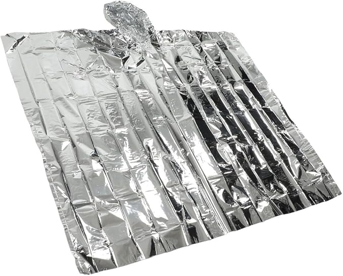 Emergency Blanket - Water Proof Aluminum Film Thermal Insulation for Outdoor Survival, Camping & Hiking - Compact & Lightweight (127x100cm)‌