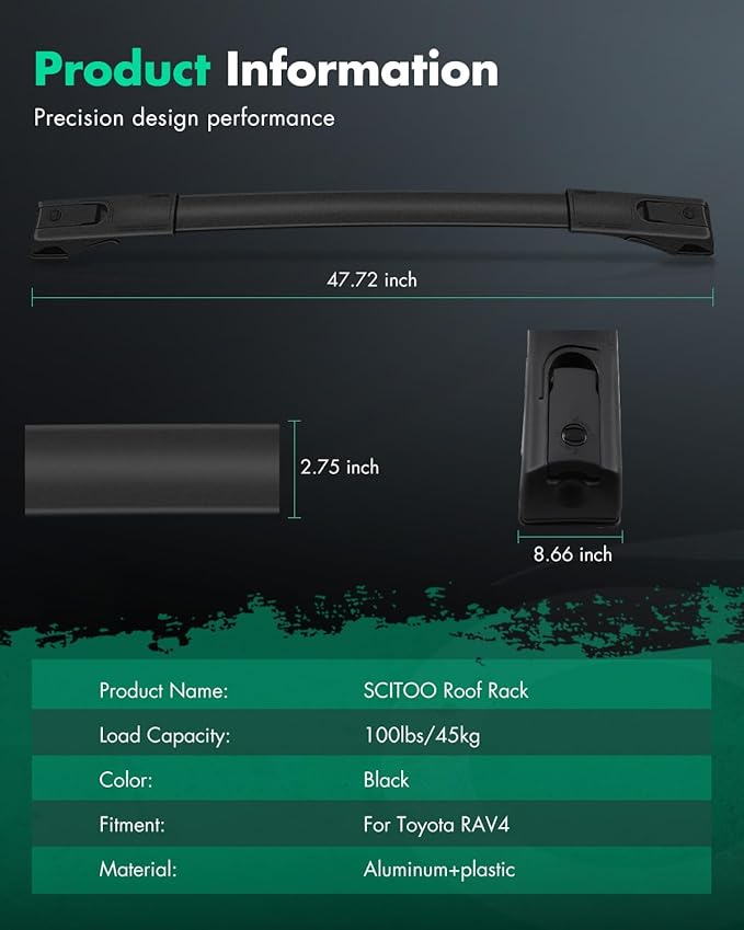 SCITOO Roof Rack Cross Bars Fit for Toyota for RAV4 2013 2015 2016 2017 2018,for Rooftop Cargo Carrier Bag Basket Luggage Kayak Canoe Bike Snowboard Skiboard