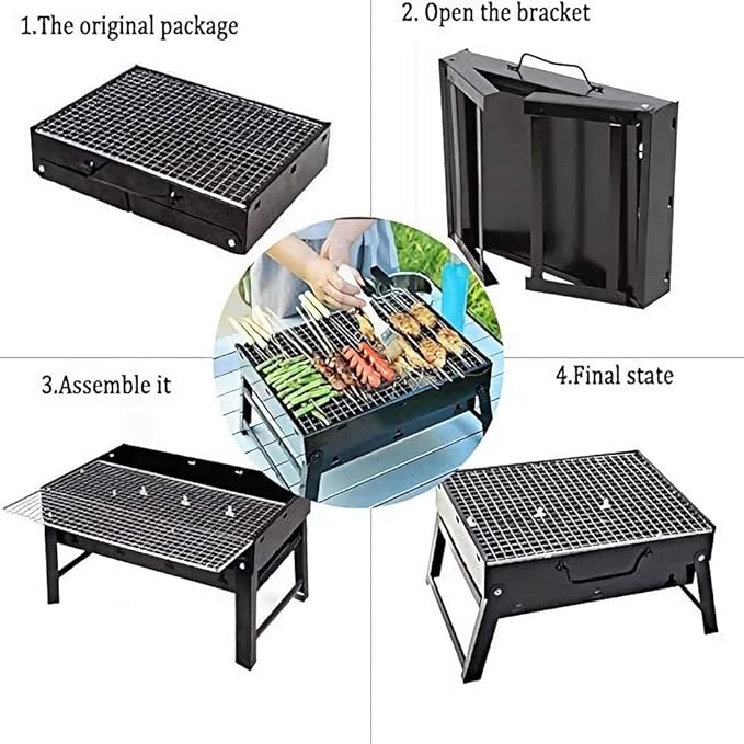 BBQ Charcoal Grill, Barbecue Grills Folding Portable Lightweight Small Barbecue Grill Tools For Outdoor Grilling Cooking Camping Hiking Picnics Tailgating Backpacking Party Father's Day Gift