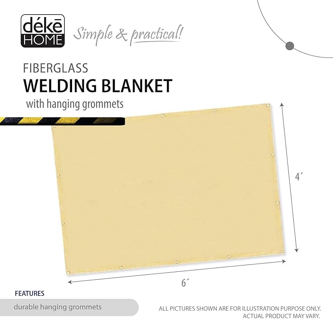 Deke Home - Fireproof Welding Blanket 4x6 ft, Heavy-Duty Fiberglass Fire Shield for Welding, Heat Resistant 1,000°F, Fire Retardant, Fireproof Insulation Blankets for Home, Kitchen & Industrial Use