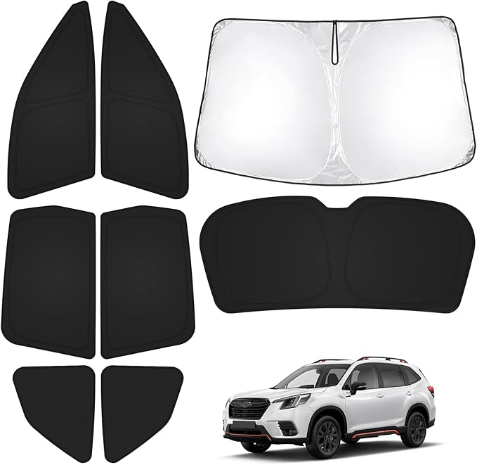 T TGBROS Windshield Sun Shade for Subaru Forester 2019-2024 Car Window Shades Thicken UV Block and Blackout Privacy Foldable Sunshades 8PCS Accessories Keep Cool Sun Visor Covers