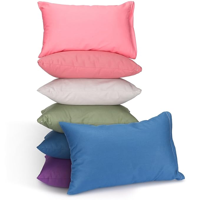 Kigley 6 Pack Mini Pillows for Daycare 9.1 x 13.8'' Small Travel Pillow Bulk Soft Breathable Cotton Pillow for Nap Travel Pet Neck Lumbar Purse Insert(Classic,Dark Color)