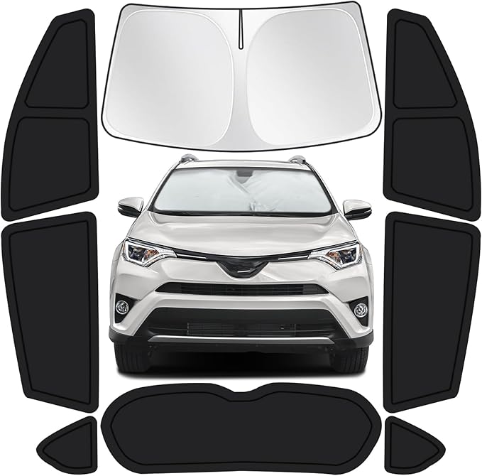 for Toyota RAV4 2013-2018 Car Window Shades, 8pcs Privacy Sun Shade Set for Front Windshield Side and Rear Windows, Full Window Covers Keeps Vehicle Cool for Camping Napping