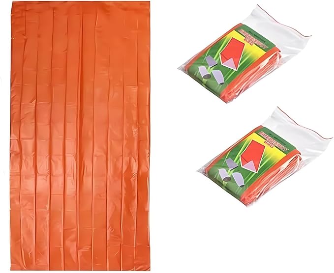 2 Pack Emergency Sleeping Bag Survival Bag, Emergency Waterproof Lightweight Survival Gear, Portable Survival Thermal Bivy Sack for Outdoor Camping Hiking Adventure.