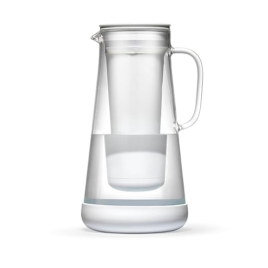 LifeStraw Home– Water Filter Pitcher, 7-Cup, Glass with Silicone Base, White, for Everyday Protection Against Bacteria, Parasites, Microplastics, Lead, Mercury, PFAS and a Variety of Chemicals