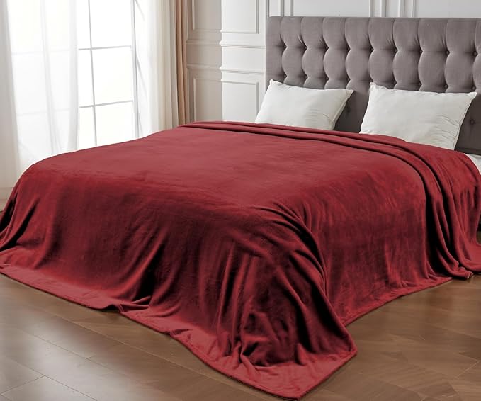 Edenleaf Big Oversized Extra Large Blanket, Huge Fleece 10'x10' Blanket, California King Warm Companion for Whole Family, Bed, Sofa, Couch, Travel, Camping 120x120 Wine