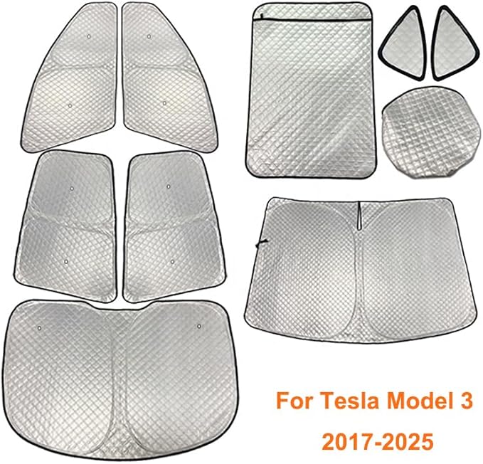 Upgraded Camping Privacy Curtain 8 Pieces for Tesla Model 3 2017-2025 Window Sunshade for Model 3 Highland Camping Shades Windshield Sunshade Privacy Screens forTesla Accessories