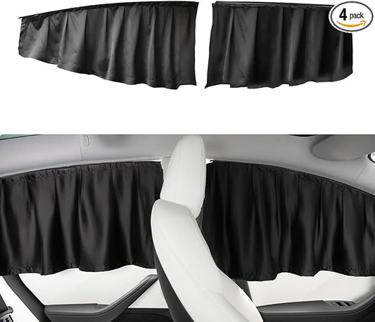 TPARTS Side Window Sun Shade for Tesla Model 3 2018-2026 (Including Model 3 Highland 2024+), Privacy Curtain Blinds Front & Rear Window Shade Blackout Drapes Set of 4 (Standard, Premium, Performance)