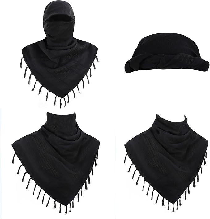 Explore Land Cotton Shemagh Keffiyeh Tactical Desert Scarf Neck Head Wrap with Tassel for Men Women