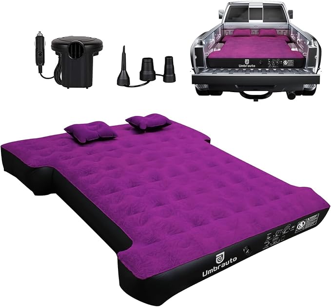 Umbrauto Truck Bed Air Mattress: Inflatable Pickup Camping Mattress for 5.5-5.8ft Full Size Short Truck Bed, Blow Up Pick Up Truck Tent Air Bed for Outdoor Travel