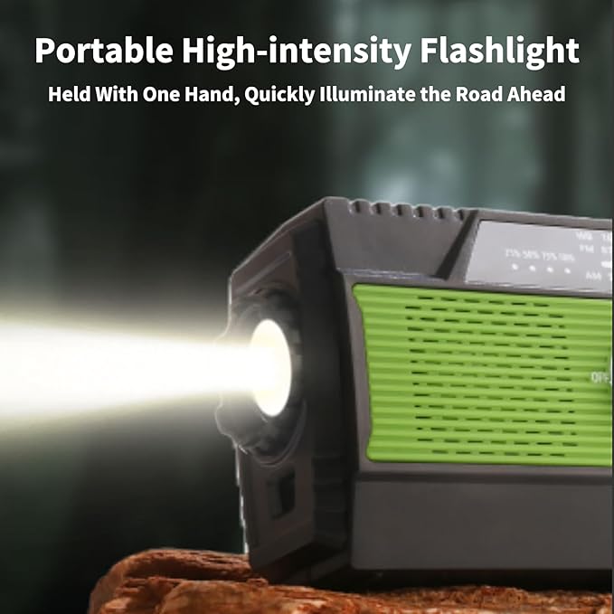 B S Hand Crank Solar Emergency Radio with AM/FM/NOAA,Flashlight and SOS Siren for Home, Outdoor & Indoor