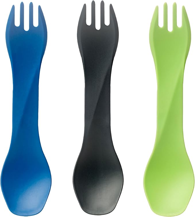 humangear GoBites Uno Mini 3-Pack - Travel & Camping Utensils - Portable & Compact Dining Ware - Food-Safe Material - Blue/Gray/Green, Uno Mini 3-Pack