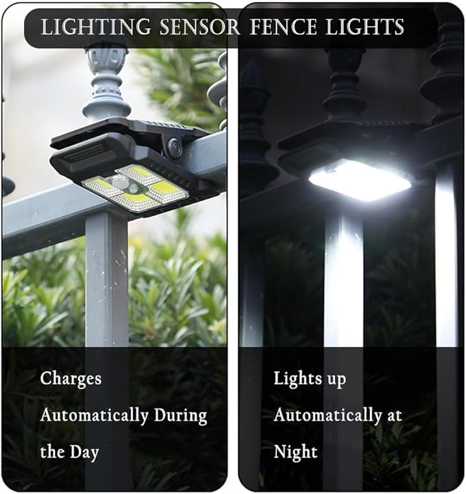 800lm Clip on Solar Lights Outdoor Waterproof, Motion Sensor Lights, LED Camping Tent Lantern ,Wall Lights , Garden Outdoor Portable Security Lights for Patio Home Fence Garage Yard 2 Pack