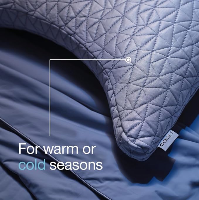 Coop Home Goods Cool Side Crescent Pillowcase, Queen Size Cooling Pillow Case for Hot Sleepers, Crescent Shape, Two-Sided Pillow Covers, Cozy Side & Cool Side, Ultra Soft Lulltra Cool Technology