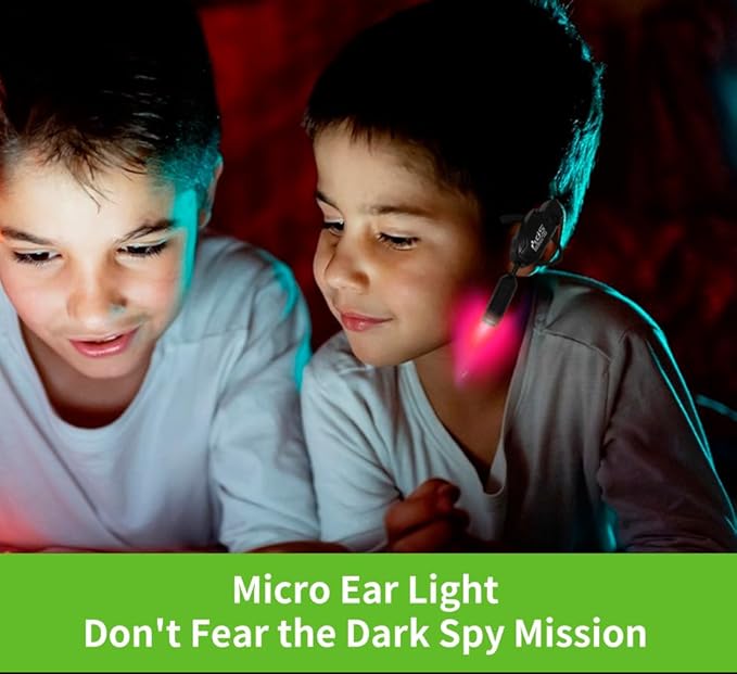 Kids Night Vision Goggles Spy Kit, 4 Pcs Spy Gear Toys Set, Cool Night Mission Goggles with Flip-Out Light/Invisible Ink Pen/Ear Light/Frisbee Shooter, Gifts for Kids 5-12 Boys Girls