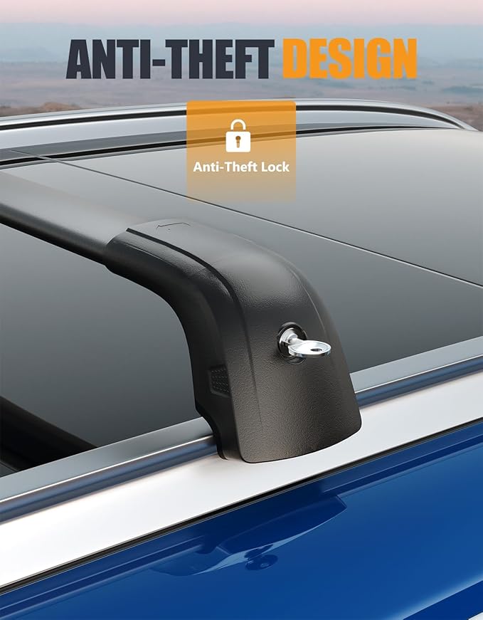 KINGGERI 300lbs Roof Rack Cross Bars Compatible with 2019-2023 Hyundai Santa Fe & Santa Fe Hybrid, Lockable Anti-Theft Aluminum Roof Rails Crossbars Cargo Carrier Bag Black