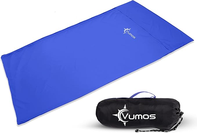 Sleeping Bag Liner Travel Sheet with Full-Length Zipper, Lightweight Silk-Like Polyester Camping Liner with Pillow Pocket, Compact Sleeping Bag Insert for Travel, Backpacking & Hostels