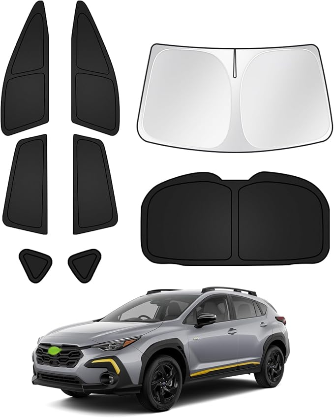 Canvcle Sunshades for Subaru Crosstrek 2024 2025 2026 Accessories Windshield Sun Shade Side Rear Window Shade Cover Sun Visor Shield Privacy Protection Keep Vehicle Cool Black 8PCS
