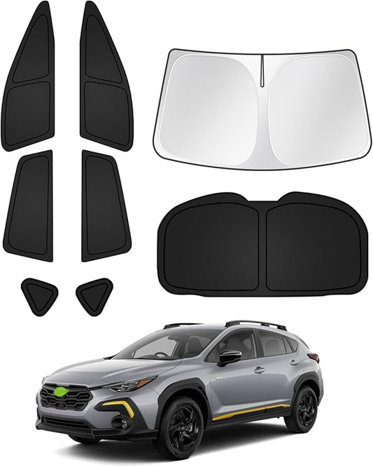 Canvcle Sunshades for Subaru Crosstrek 2024 2025 2026 Accessories Windshield Sun Shade Side Rear Window Shade Cover Sun Visor Shield Privacy Protection Keep Vehicle Cool Black 8PCS