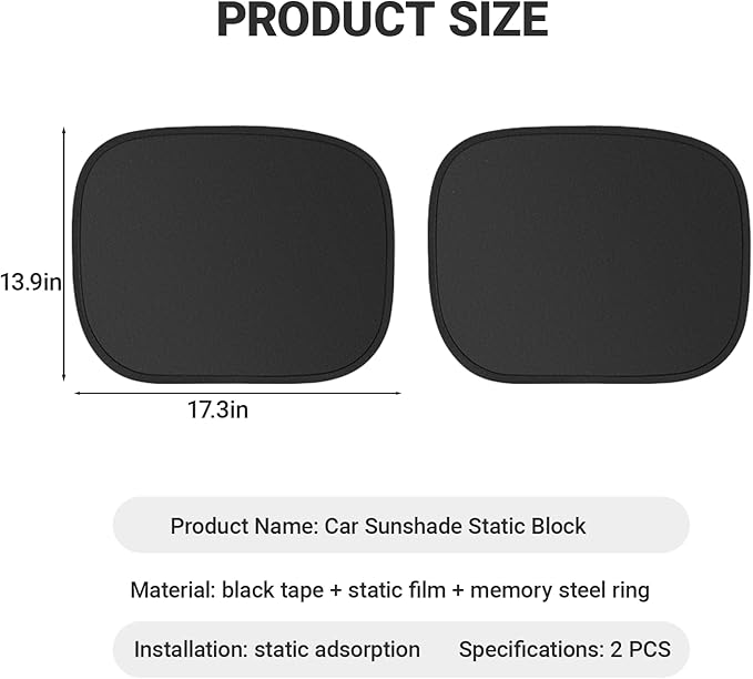 Car Side Window Sun Shades, 2 PCS Window Sunshades Privacy Curtains, Sun Glare and UV Rays Protection, Block Light for Breastfeeding, Taking a nap, Changing Clothes, Camping (Rear Window)
