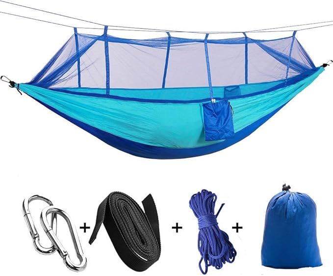 KEPEAK Camping Hammock with Net Netting, Single & Double Tree Hammock Net, Lightweight Nylon Portable Hammock for Backpacking, Camping, Travel, Beach, Yard