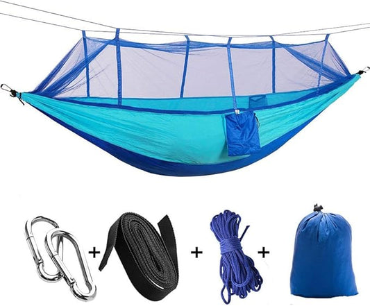 KEPEAK Camping Hammock with Net Netting, Single & Double Tree Hammock Net, Lightweight Nylon Portable Hammock for Backpacking, Camping, Travel, Beach, Yard