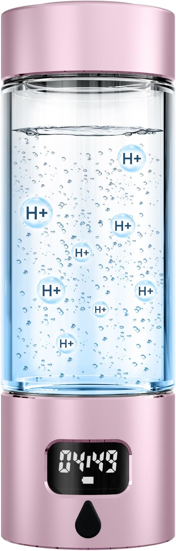 340ml Portable Hydrogen Water Bottle Generator with PEM-SPE Technology, Glass Exterior & Aluminum Shell, Produces 5000 ppb Hydrogen in 10 Minutes, for Home, Gym, Office & Travel