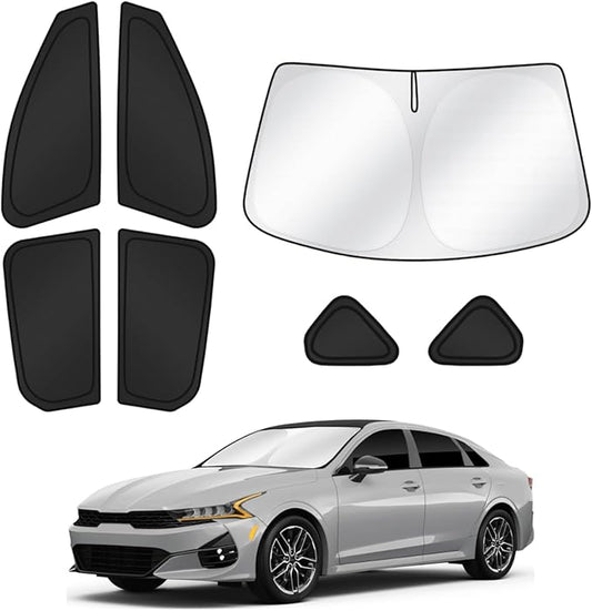 Canvcle Sunshades for 2025 2026 Kia K4 Accessories Windshield Sun Shade Side Rear Window Shade Cover Sun Visor Shield Privacy Protection for Camping Keep Vehicle Cool Black 7PCS