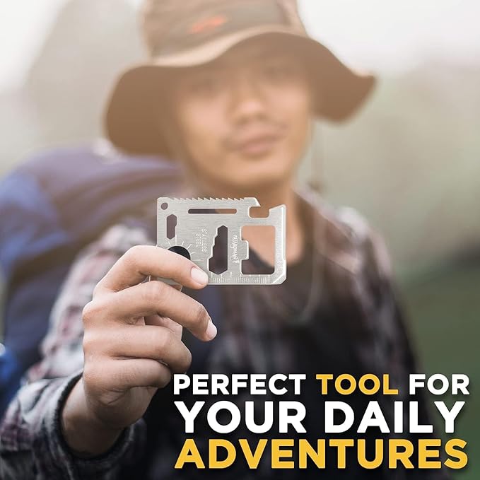 GUARDMAN 11-in-1 Survival Credit Card Multitool – Fathers Day Stocking Stuffer Christmas Gift - Multipurpose Tactical Wallet Tool With Bottle Opener, Survival Knife For Men Birthday Dad - 50 Pack