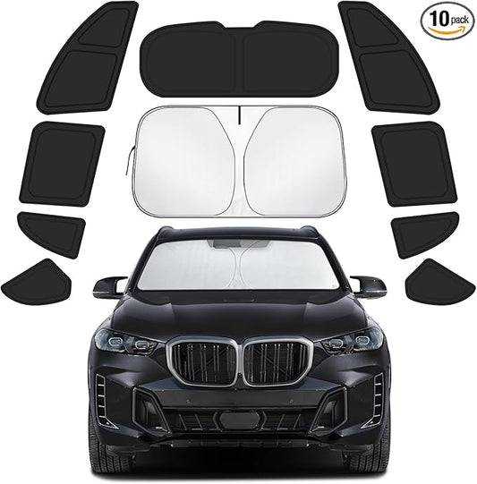 Car Window Shades for BMW x5 2019-2025 Accessories - Full Set 10PCS Side Window Sunshades with Memory Frame & Blackout Fabric, Privacy UV Shield for Camping/Travel