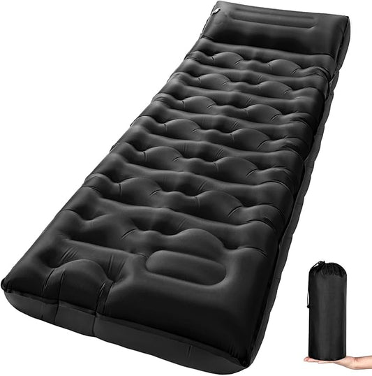 KASBAH Camping Sleeping Pad,Extra Wide 6 inch Thick Inflatable Sleeping Pads with Built-in Foot Pump and Pillow,Ultralight Camping Mat Gear for Outdoor Hiking,Camping