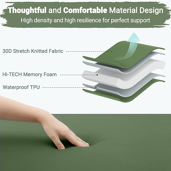 Elegear CumbreX™ Self Inflating Sleeping Pad, Built-in Electric Pump 3.15" Ultra-Thick Memory Foam Camping Mattress Pad with Pillow Double Sleeping Pad for Camping R-Value 9.5 Foam Camp Pad - Full