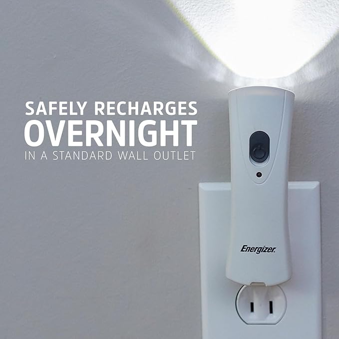 Energizer Auto-On LED Flashlights Rechargeable for Home Power Failure,Plug in LED Flashlight for Power Outage,Night Light,Hurricane Preparedness,(Pack of 18)