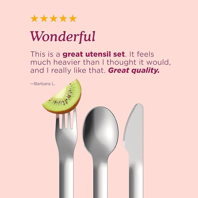 ZOKU Pocket Utensil Set, Blue - Stainless Steel Fork, Knife, and Spoon Nest in Case - Portable Design for Travel, School, Work, Picnics, Camping and Outdoor Home Use